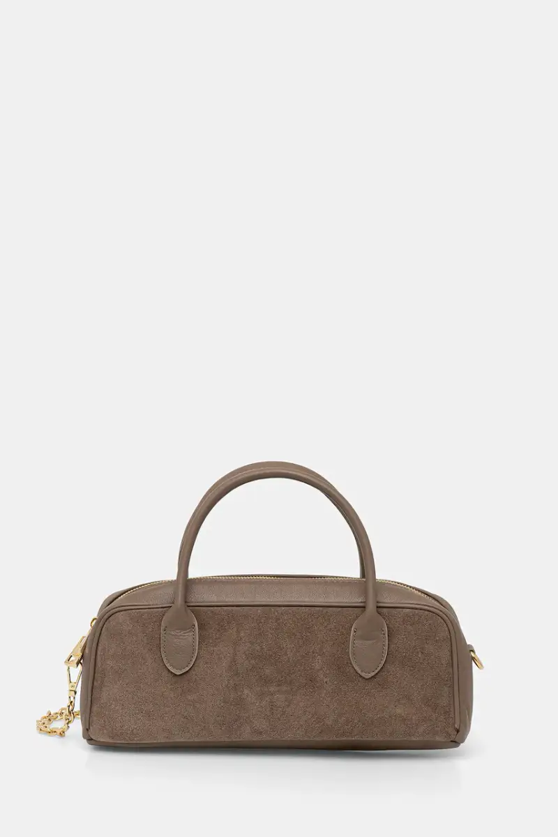 borsa in pelle scamosciata Beige miniatura 2