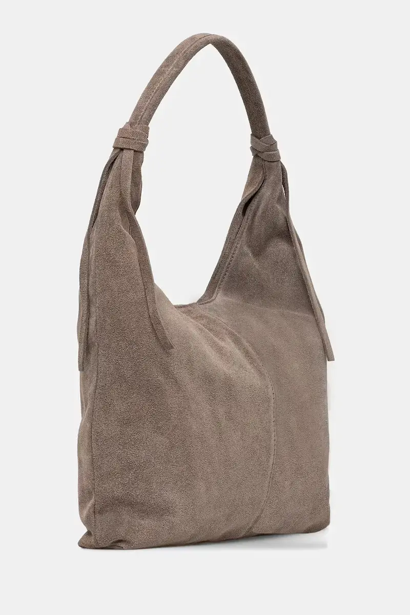 borsa in pelle scamosciata Beige miniatura 2