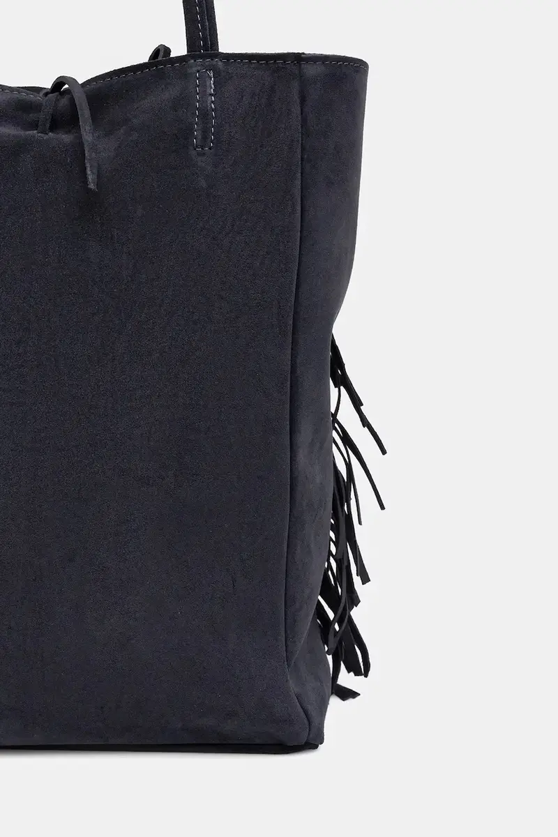 borsa in pelle scamosciata Blu navy miniatura 3