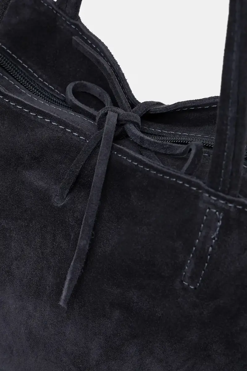 borsa in pelle scamosciata Blu navy miniatura 4