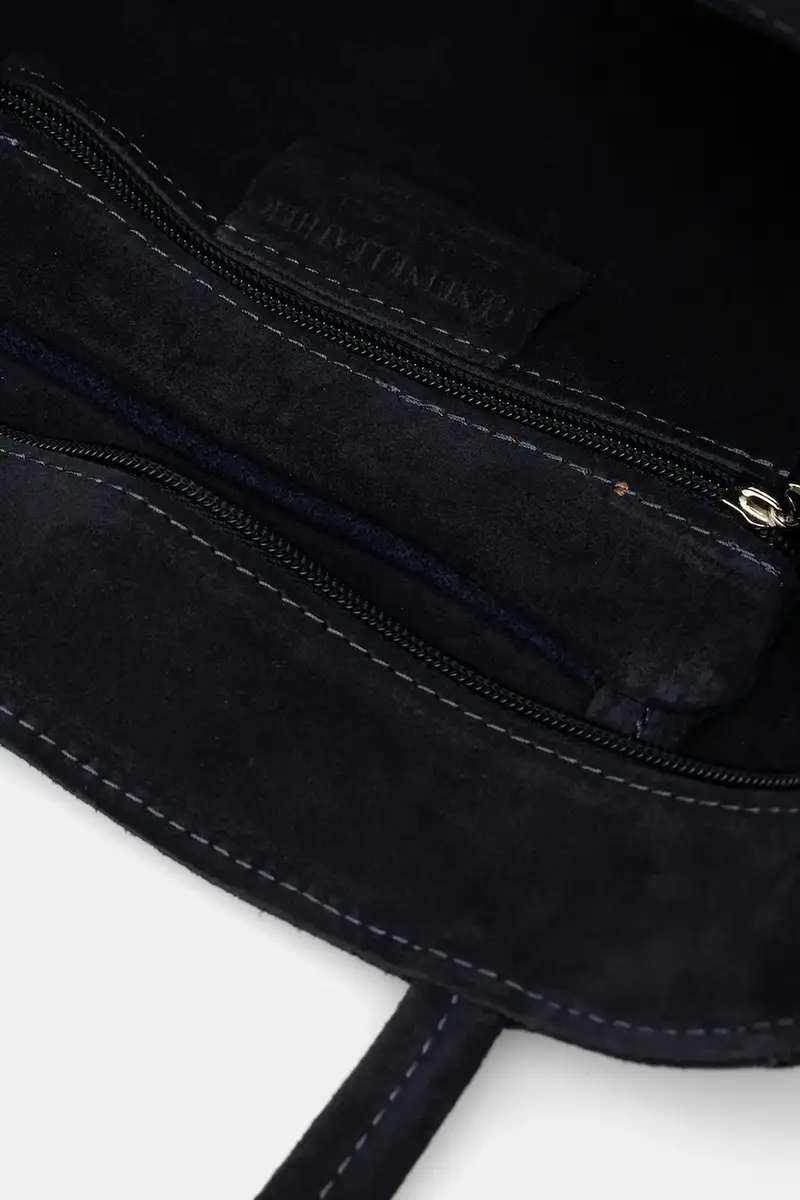 borsa in pelle scamosciata Blu navy miniatura 5