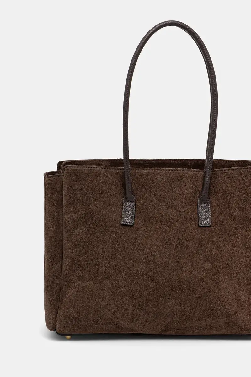 borsa in pelle scamosciata colore marrone miniatura 3