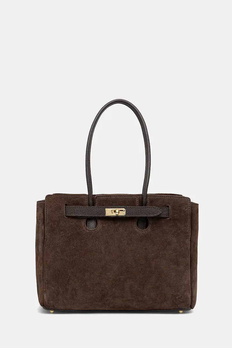 borsa in pelle scamosciata colore marrone