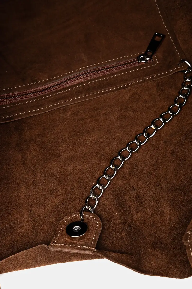 borsa in pelle scamosciata colore marrone miniatura 5
