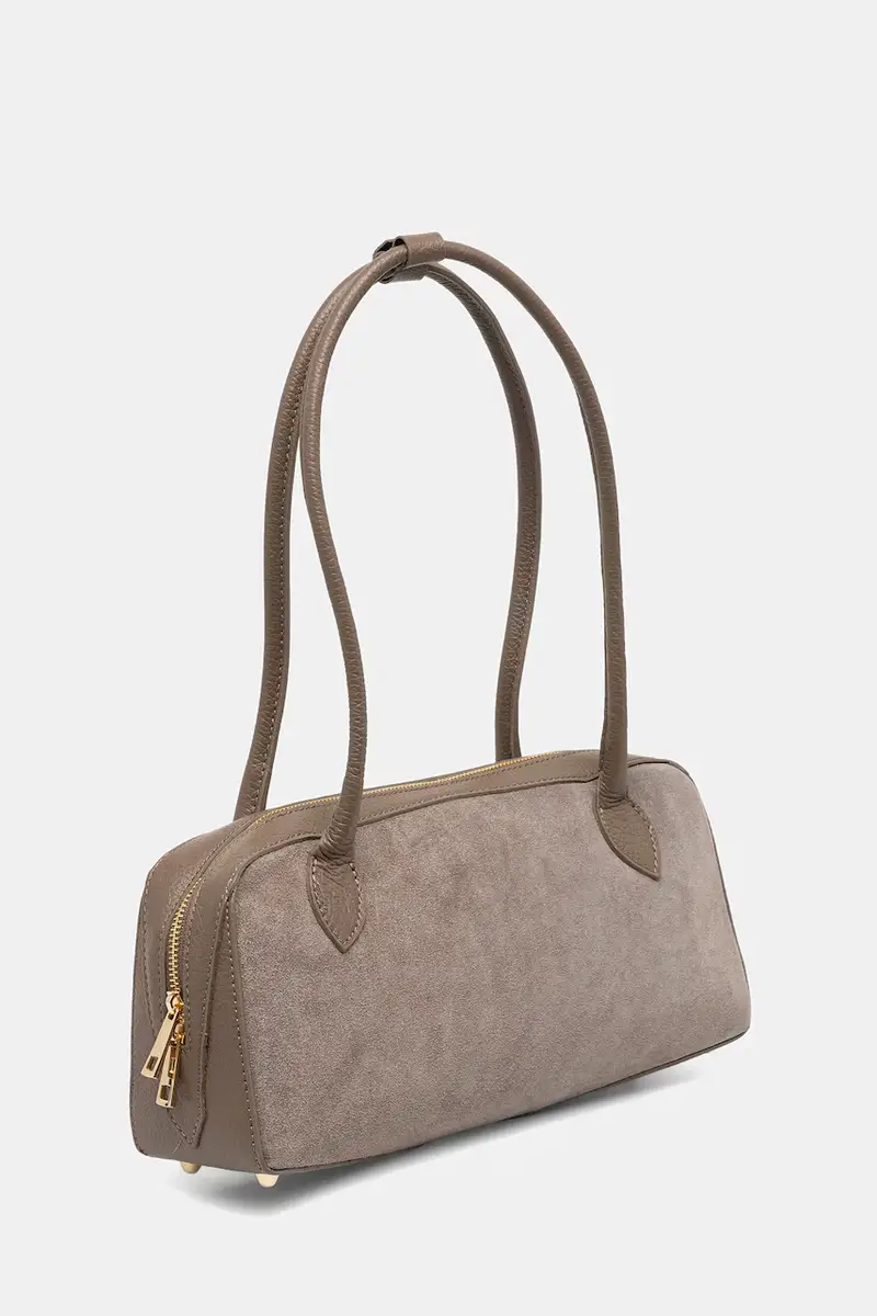 borsa in pelle scamosciata colore marrone miniatura 2