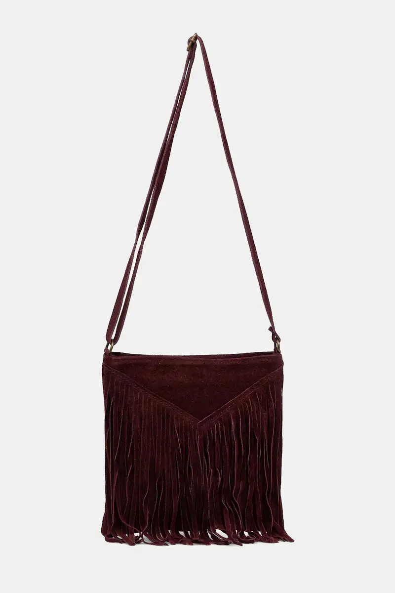 borsa in pelle scamosciata Granata miniatura 2