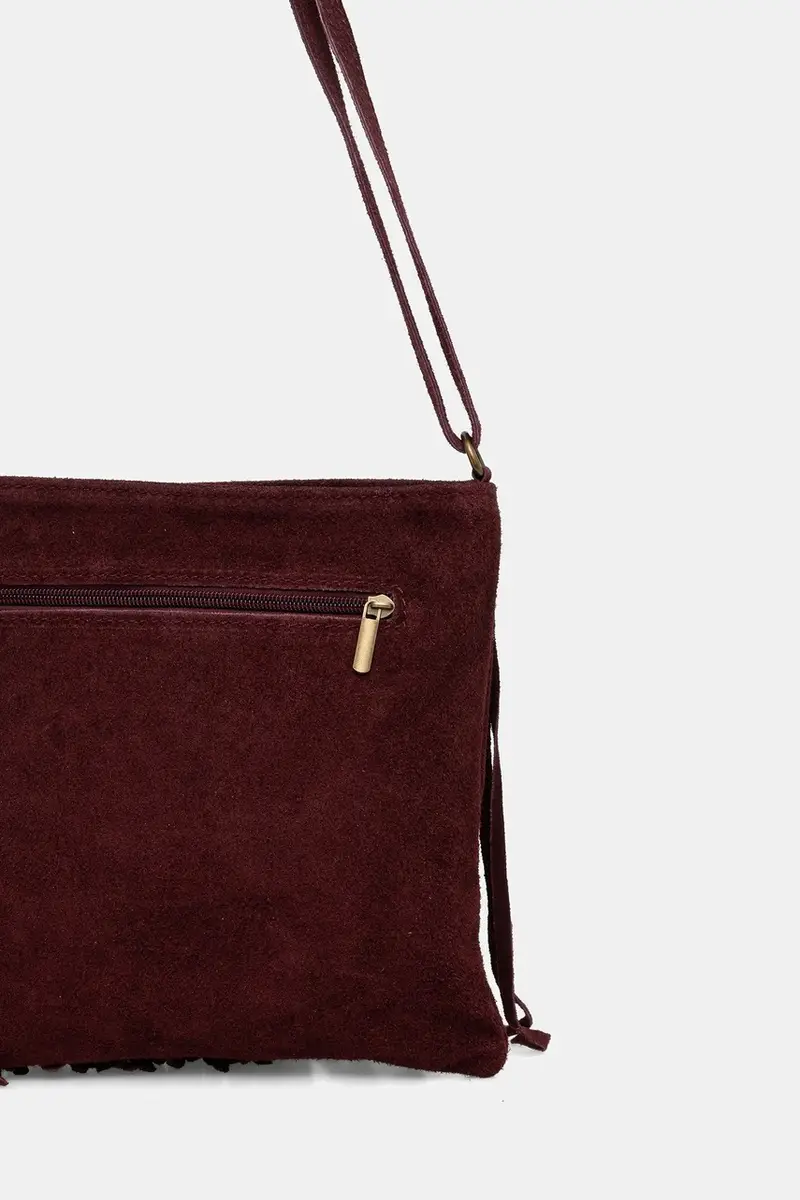 borsa in pelle scamosciata Granata miniatura 3