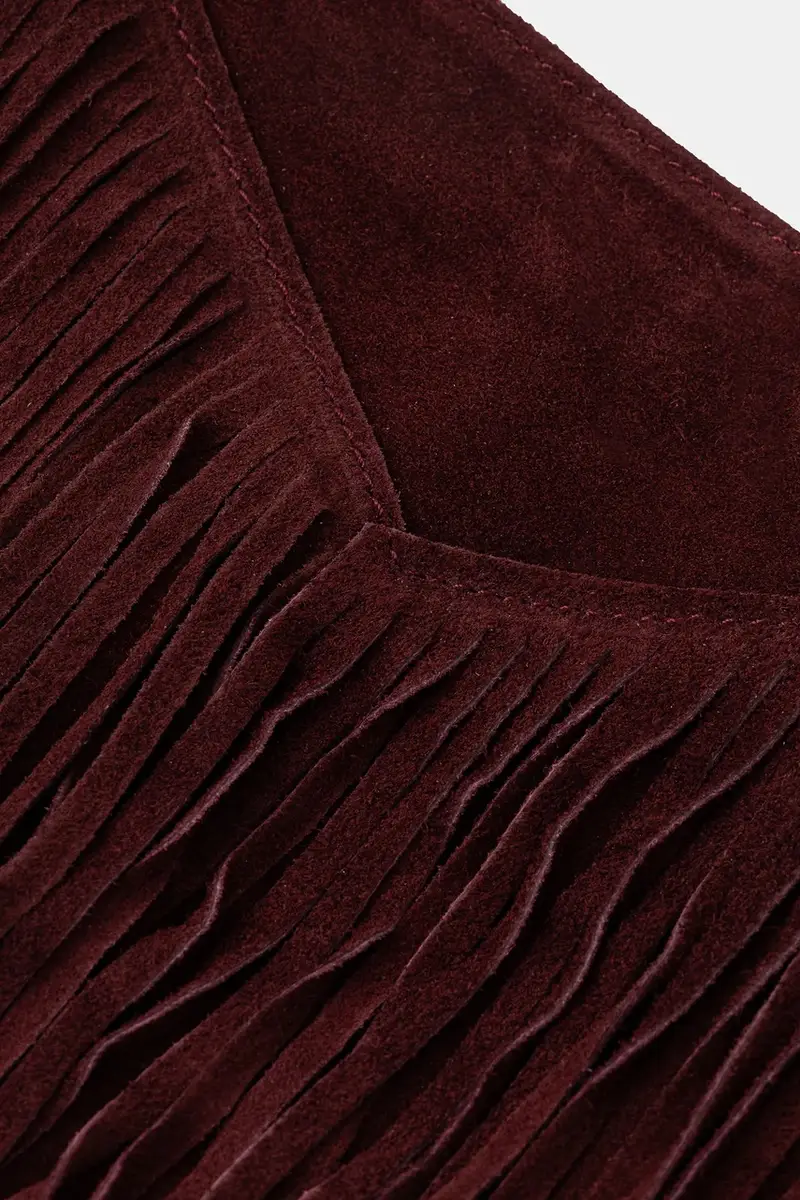 borsa in pelle scamosciata Granata miniatura 5