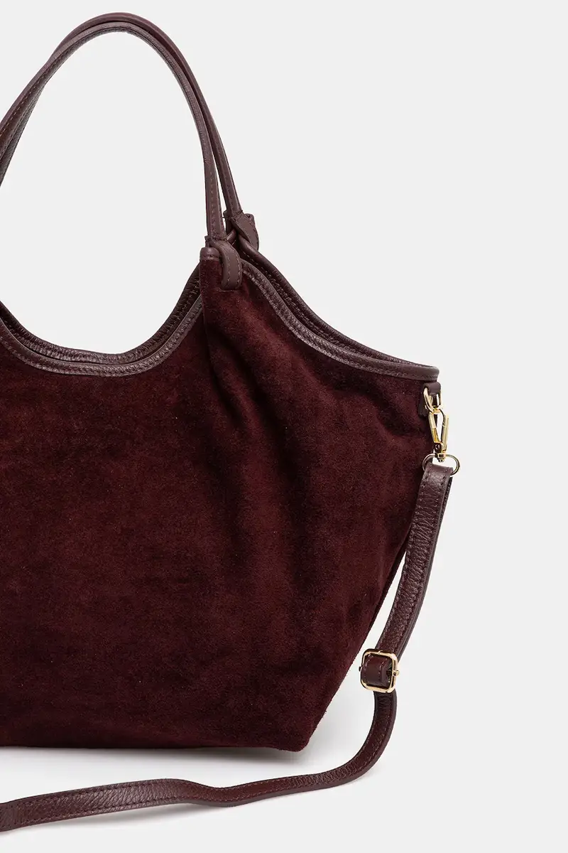 borsa in pelle scamosciata Granata miniatura 3