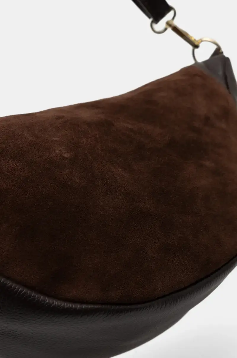borsa in pelle scamosciata Marrone miniatura 4
