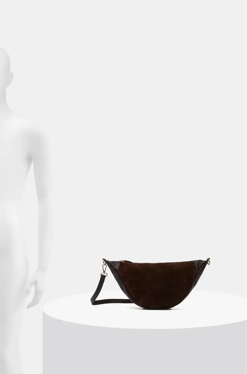 borsa in pelle scamosciata Marrone miniatura 5