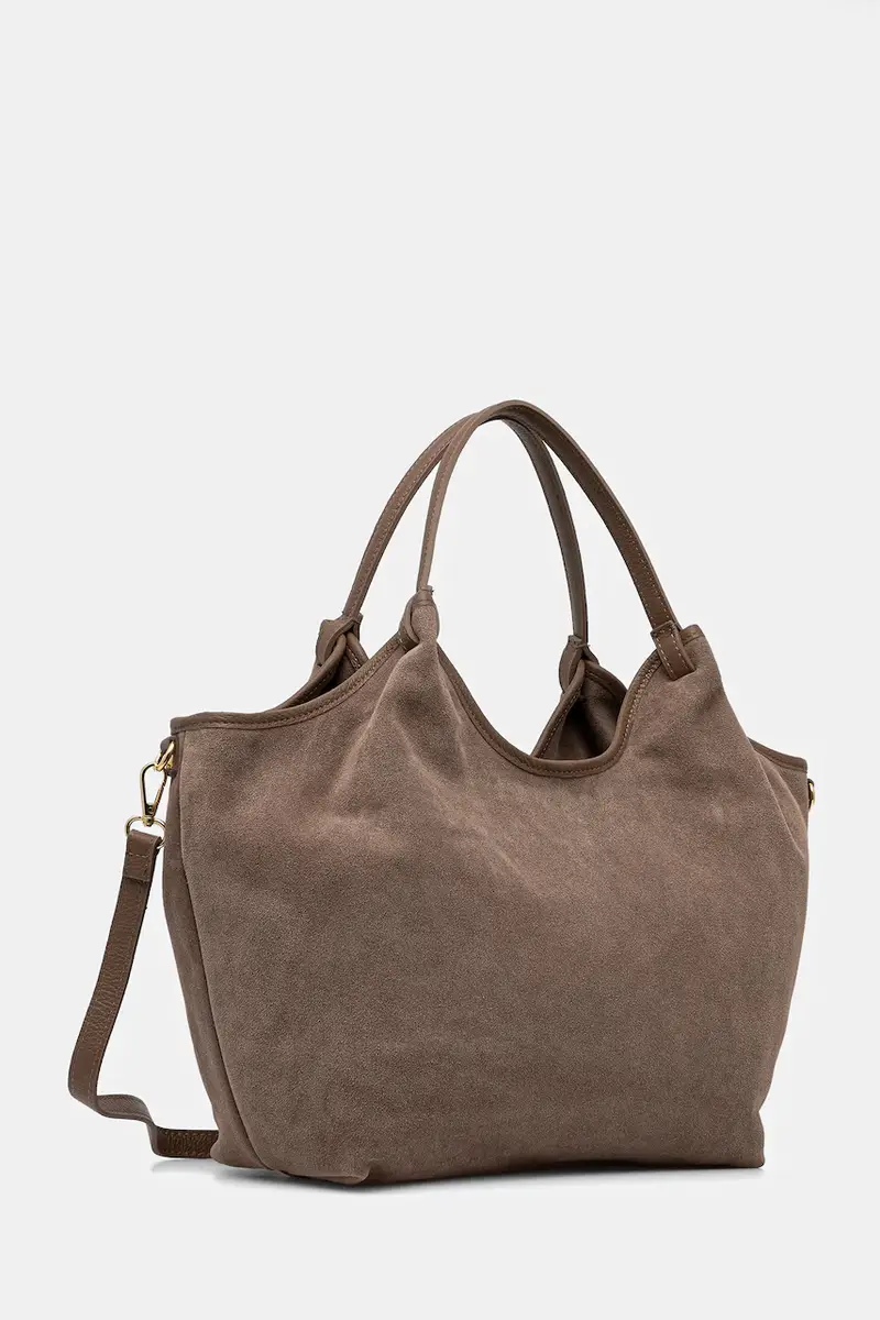 borsa in pelle scamosciata Marrone miniatura 2