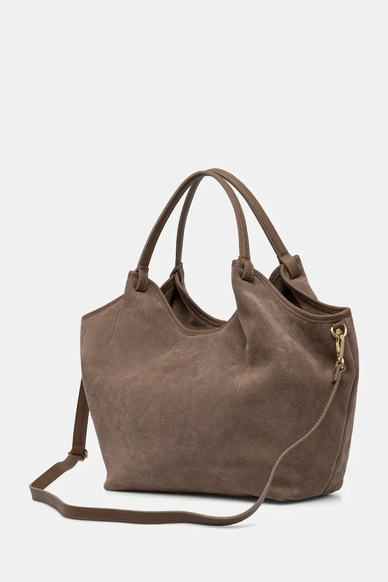 borsa in pelle scamosciata Marrone miniatura 3