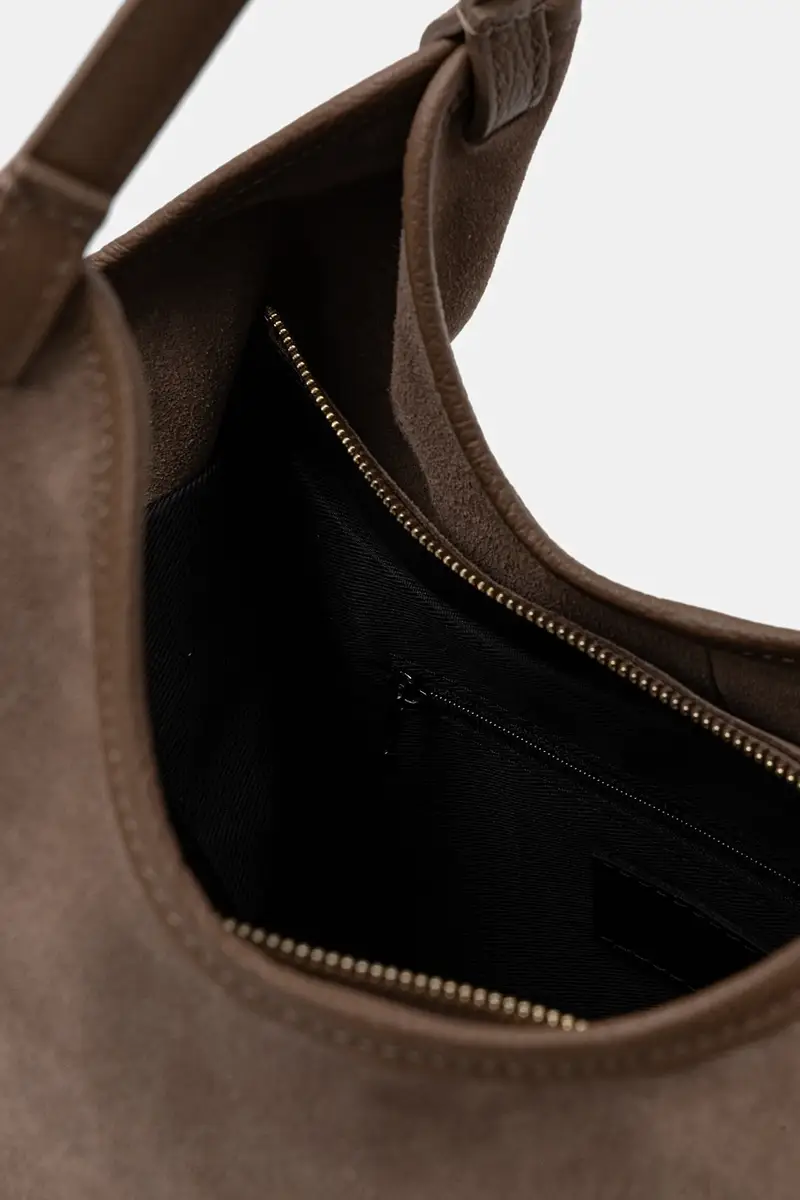 borsa in pelle scamosciata Marrone miniatura 5