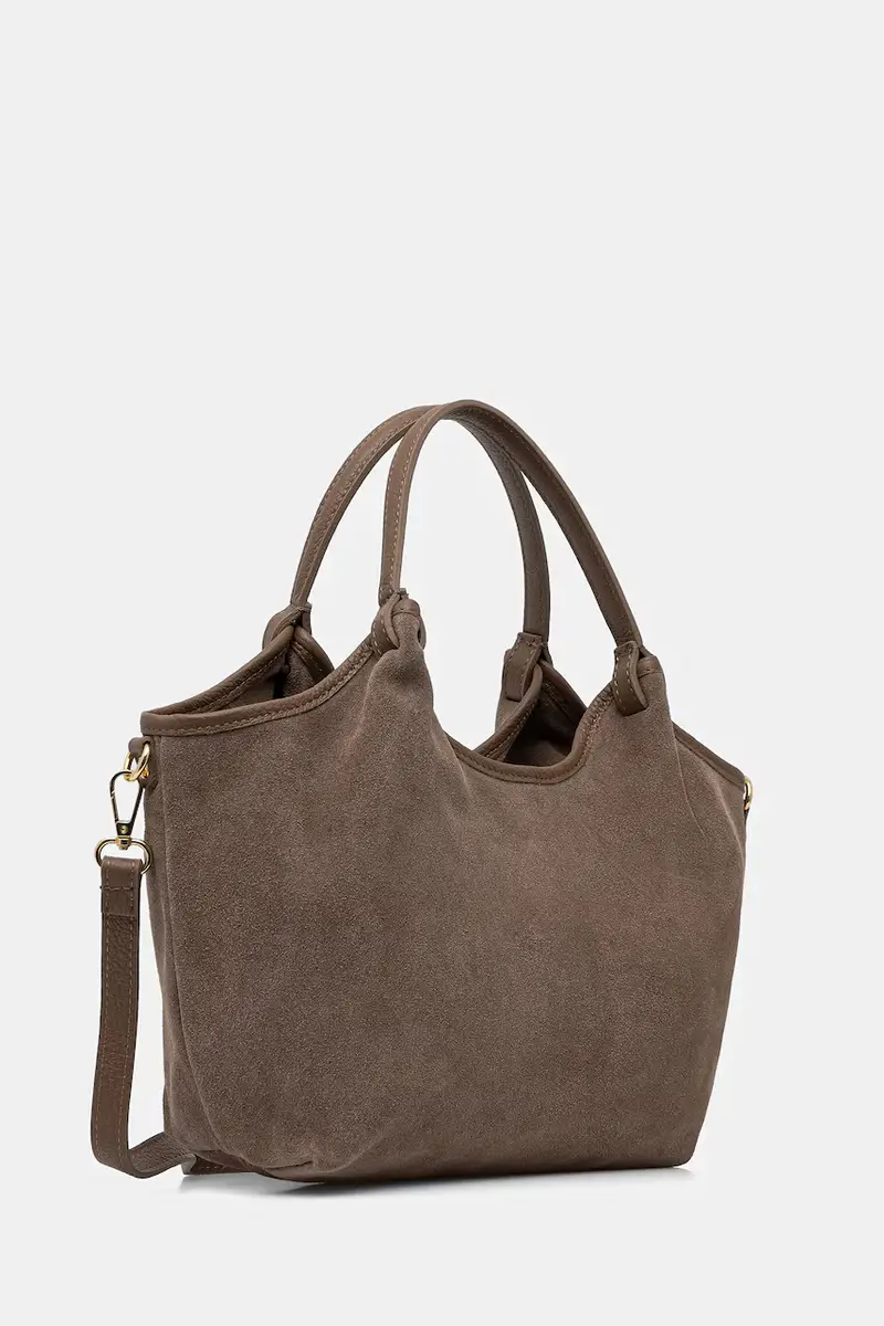 borsa in pelle scamosciata Marrone miniatura 2