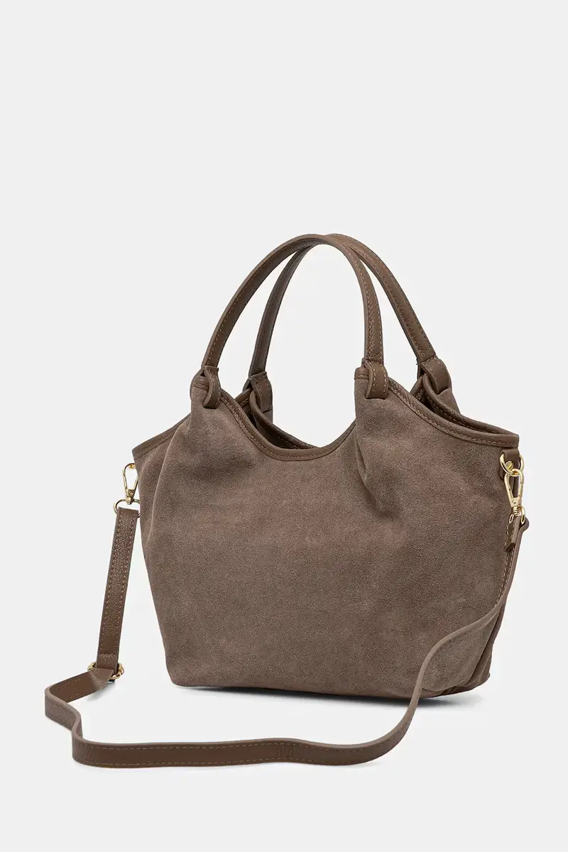 borsa in pelle scamosciata Marrone miniatura 3