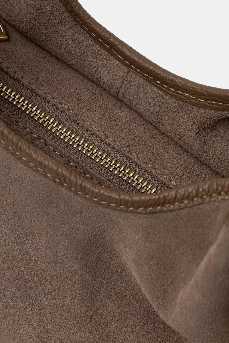 borsa in pelle scamosciata Marrone miniatura 4