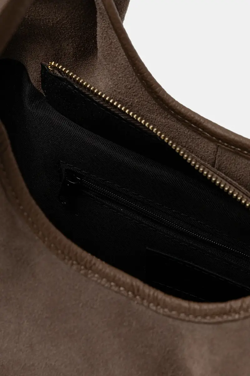 borsa in pelle scamosciata Marrone miniatura 5