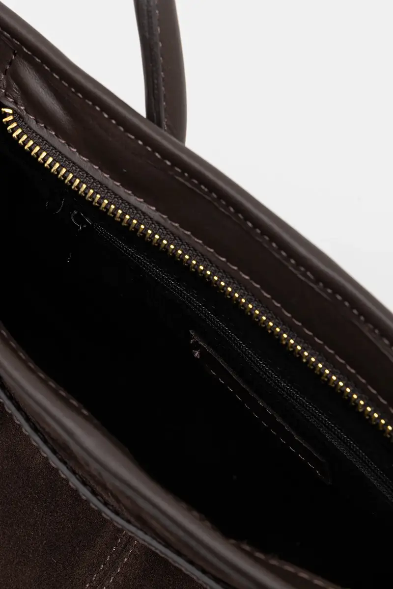 borsa in pelle scamosciata Marrone miniatura 5