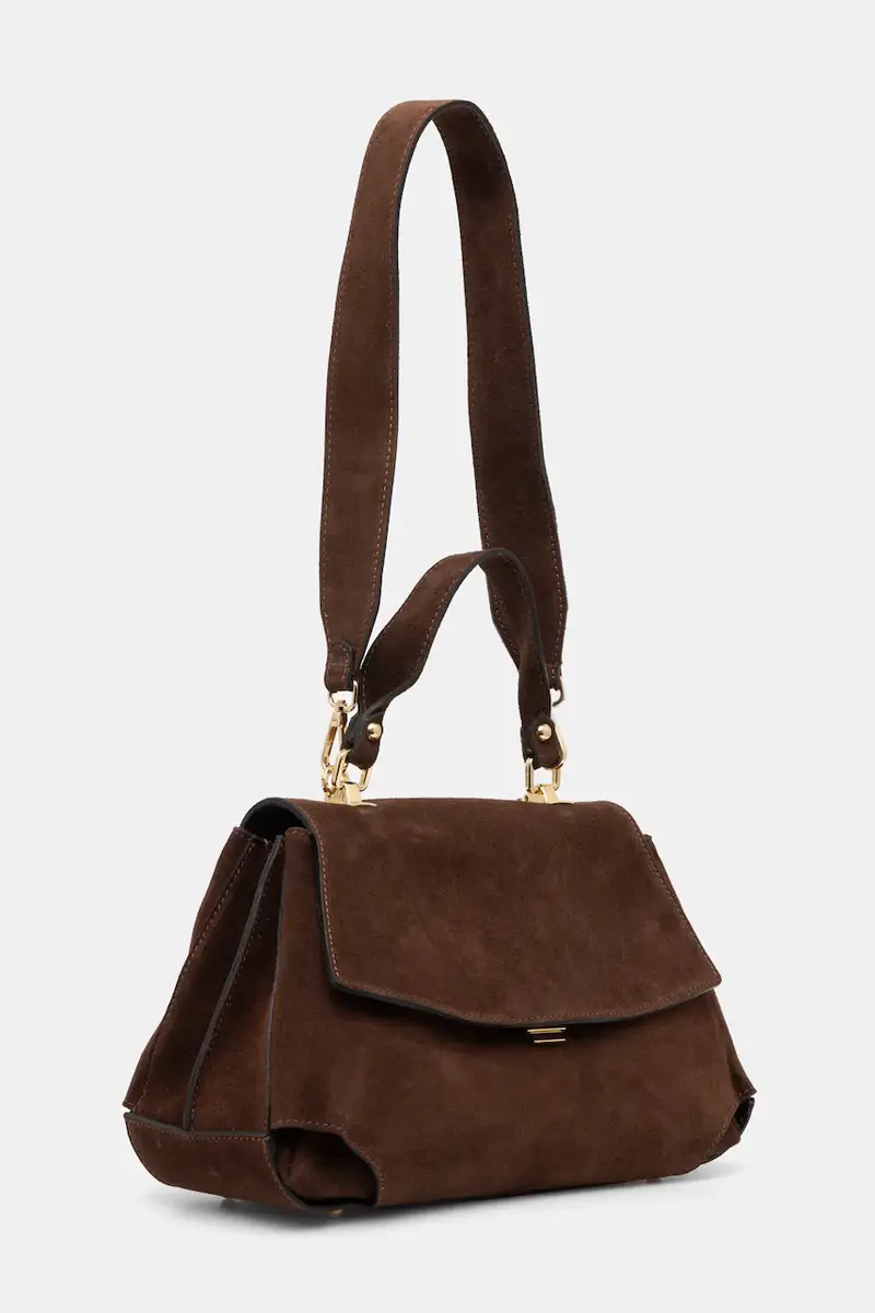 borsa in pelle scamosciata Marrone miniatura 2