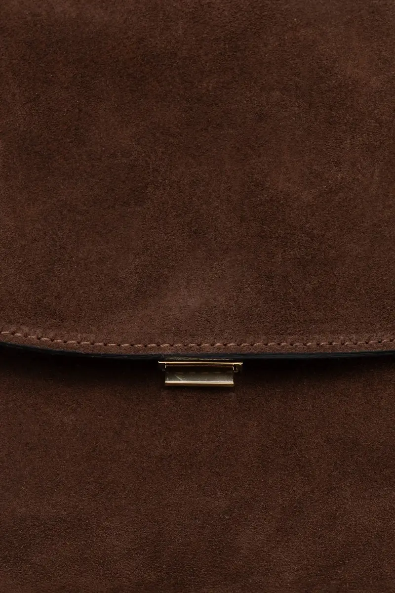 borsa in pelle scamosciata Marrone miniatura 4