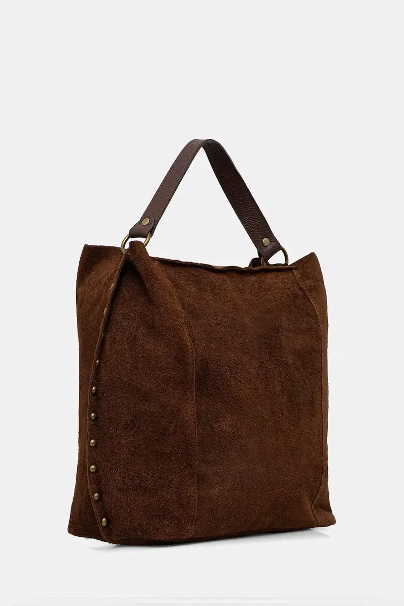 borsa in pelle scamosciata Marrone miniatura 2