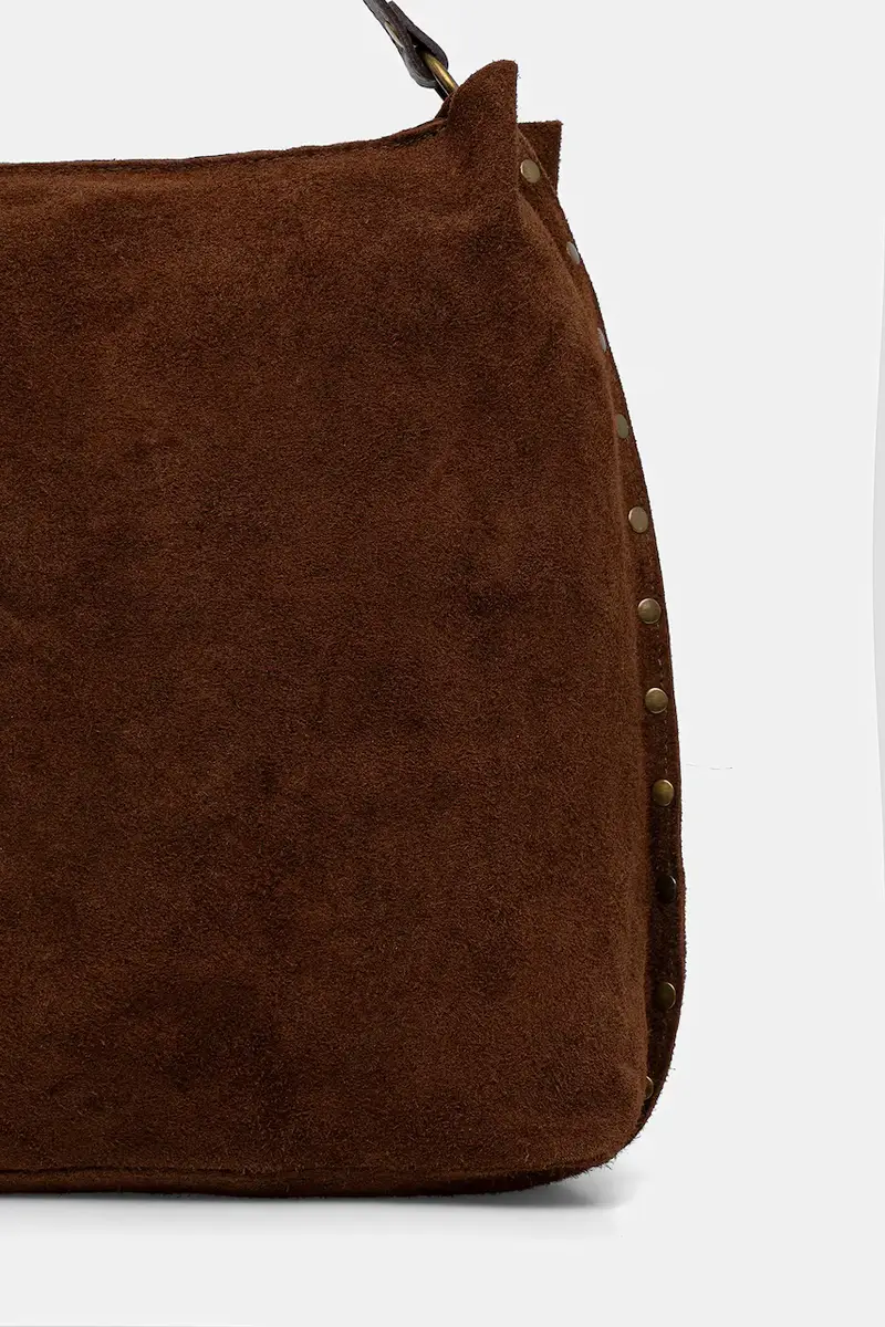 borsa in pelle scamosciata Marrone miniatura 3