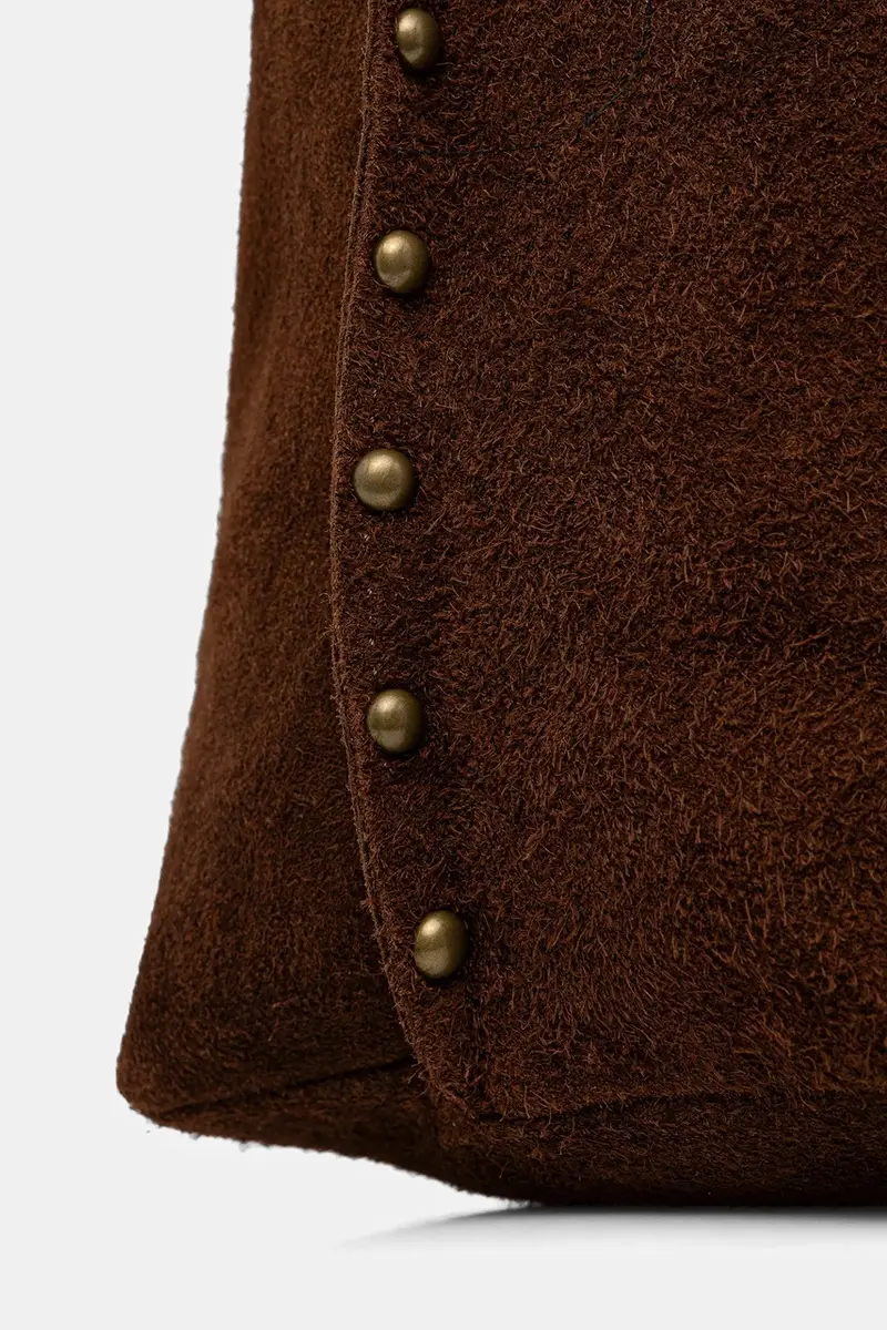 borsa in pelle scamosciata Marrone miniatura 4