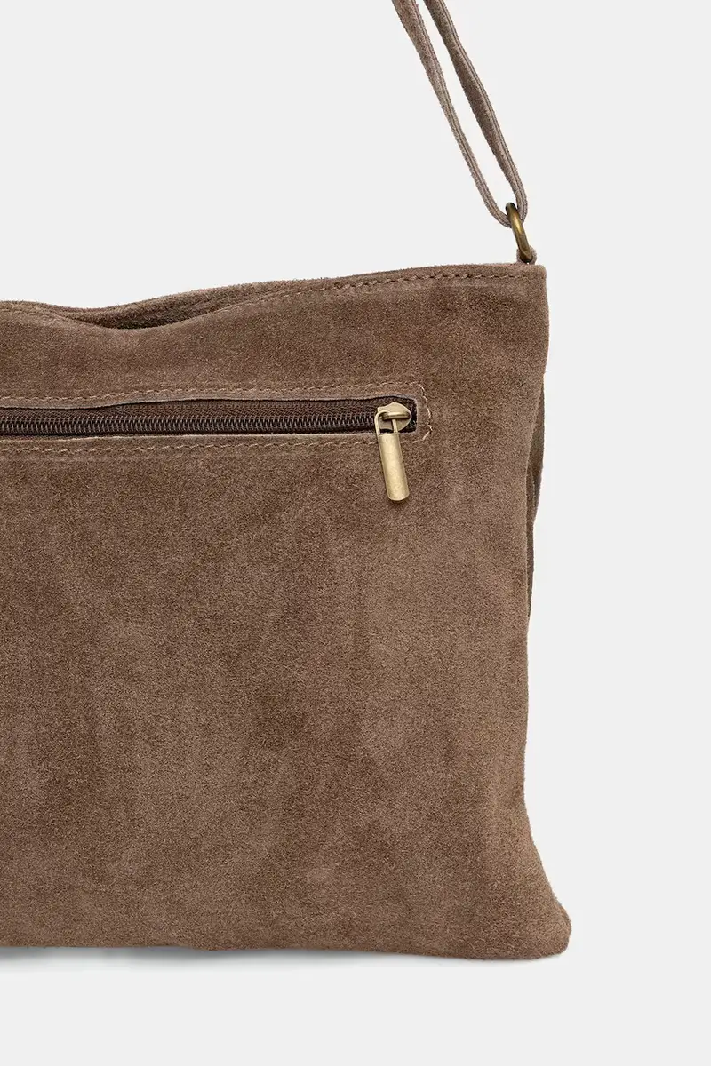 borsa in pelle scamosciata Marrone miniatura 3