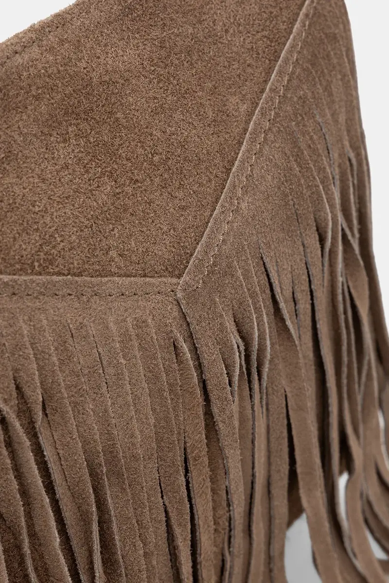 borsa in pelle scamosciata Marrone miniatura 4