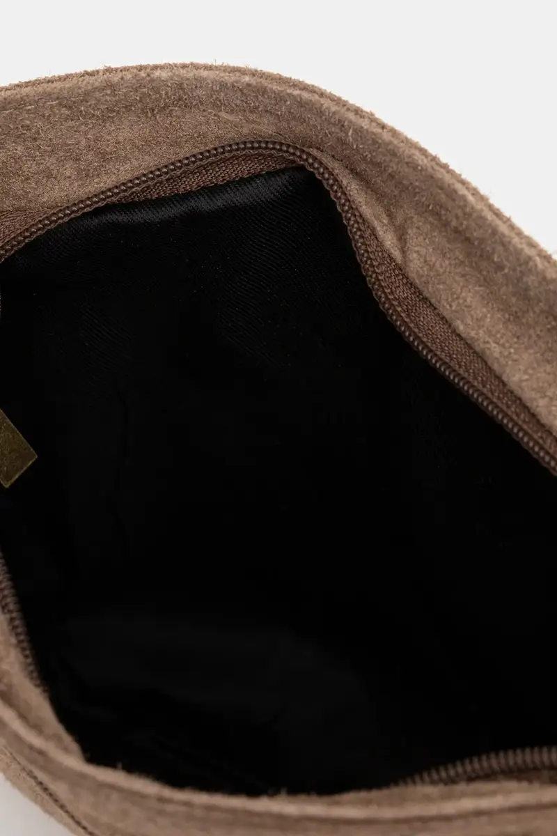 borsa in pelle scamosciata Marrone miniatura 5