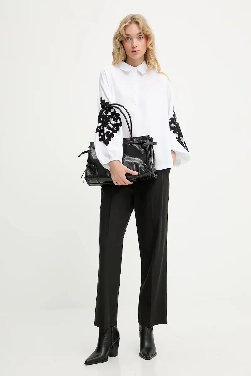 camicetta donna colore bianco con applicazione miniatura 2