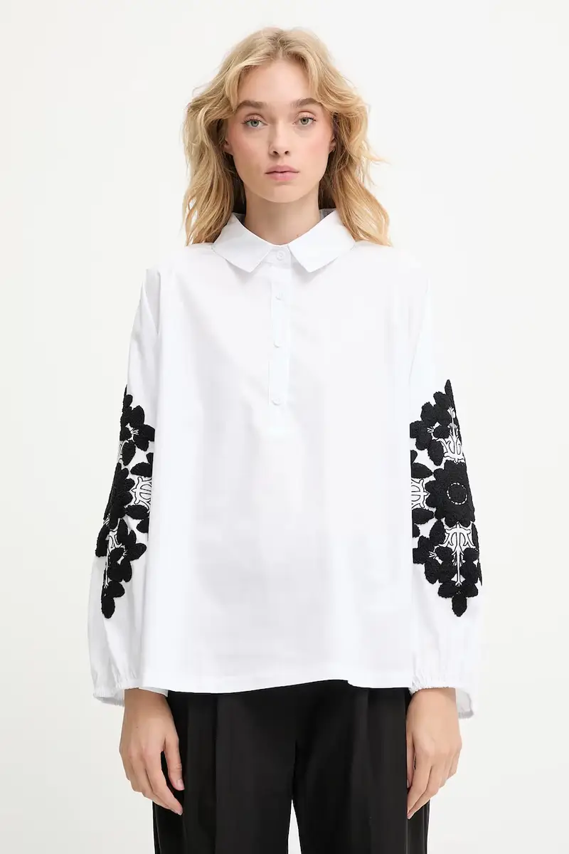camicetta donna colore bianco con applicazione miniatura 4
