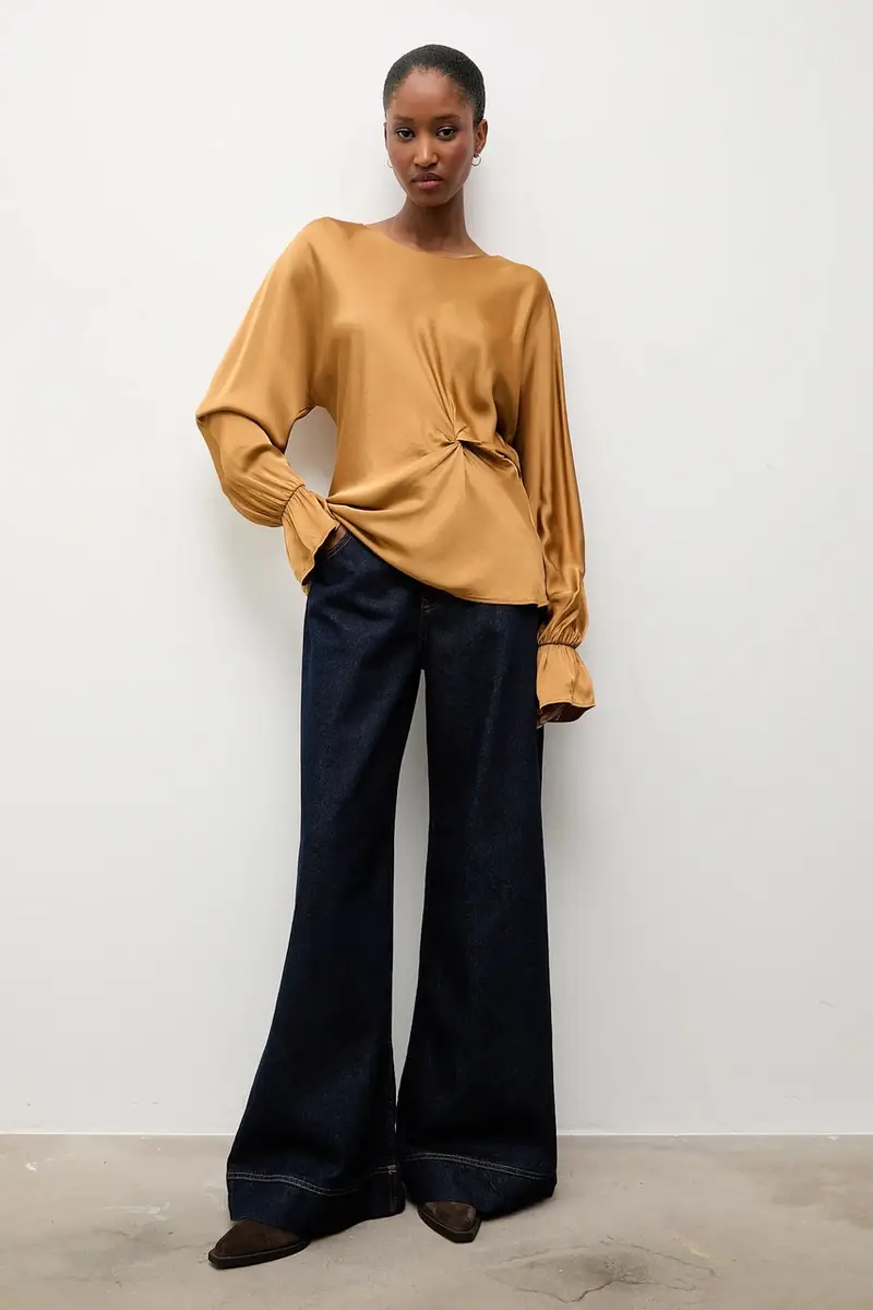 camicetta donna colore marrone miniatura 2