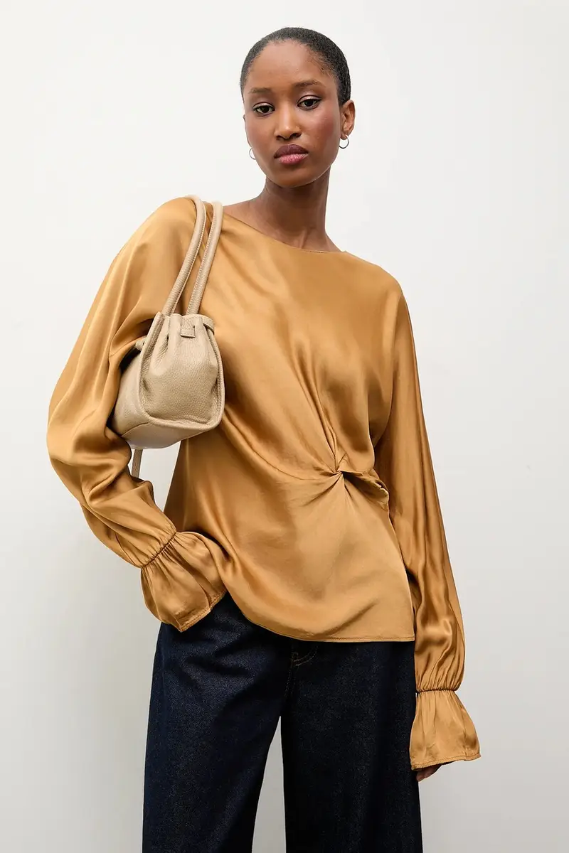 camicetta donna colore marrone miniatura 3