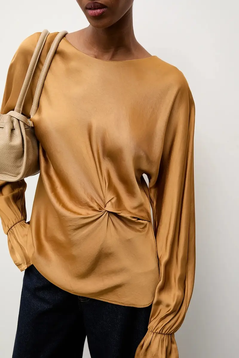 camicetta donna colore marrone miniatura 5