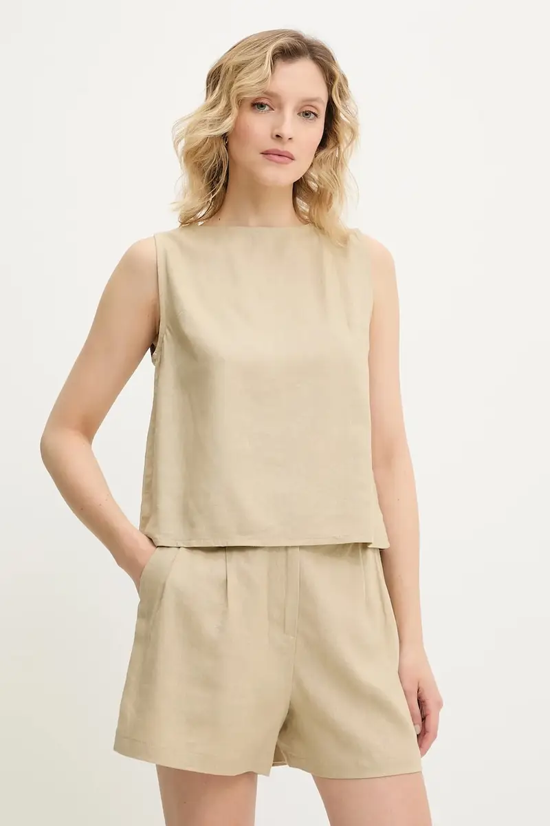 Answear Lab camicetta e pantaloncini di lino colore beige