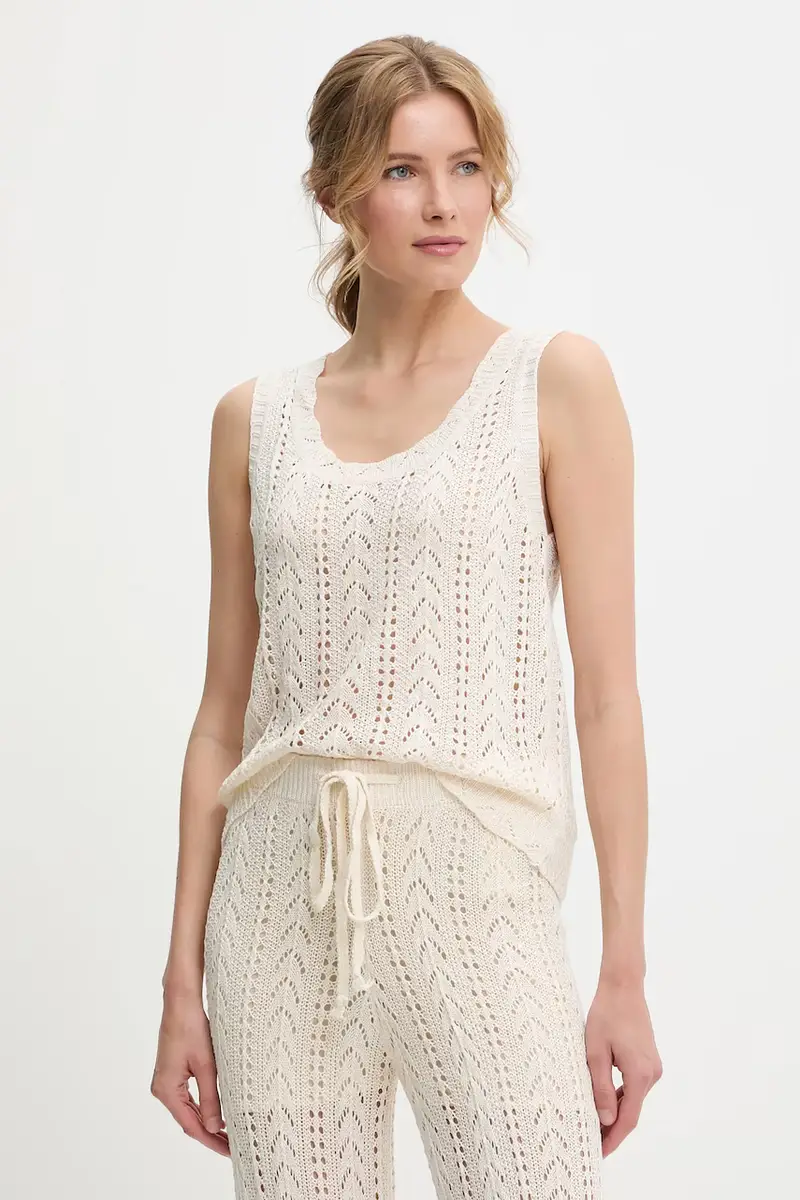 camicetta e pantaloni in cotone colore beige miniatura 2