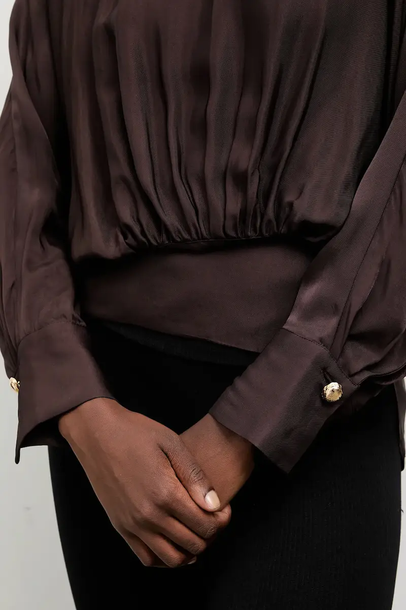 Answear.lab Camicetta Marrone con Maniche Raglan miniatura 5