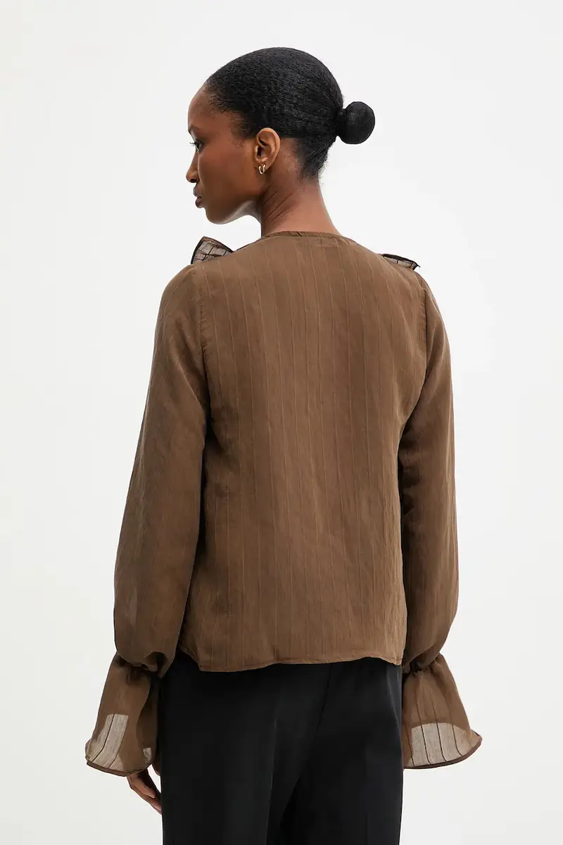 Answear.lab Camicetta marrone con rouches miniatura 3