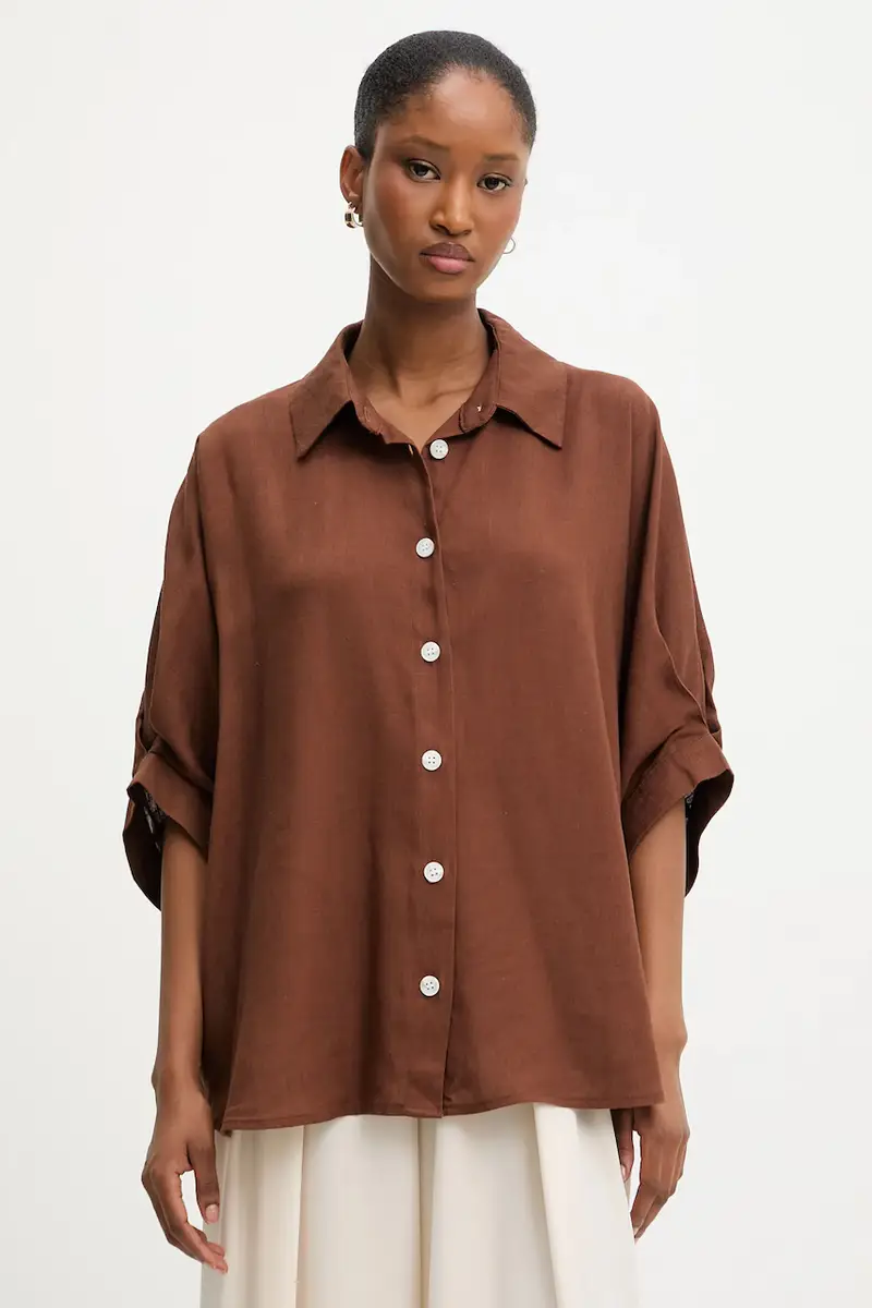 camicia di lino donna colore marrone