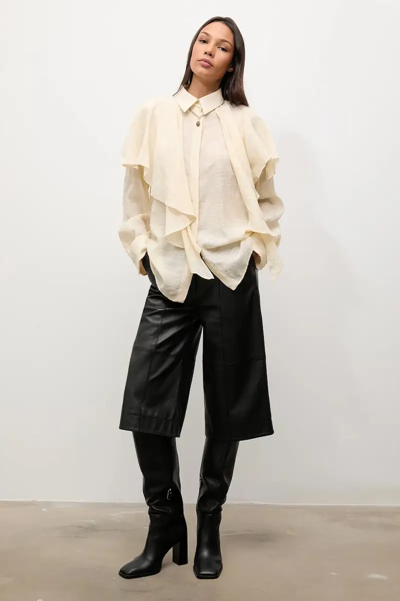 camicia donna colore beige miniatura 2