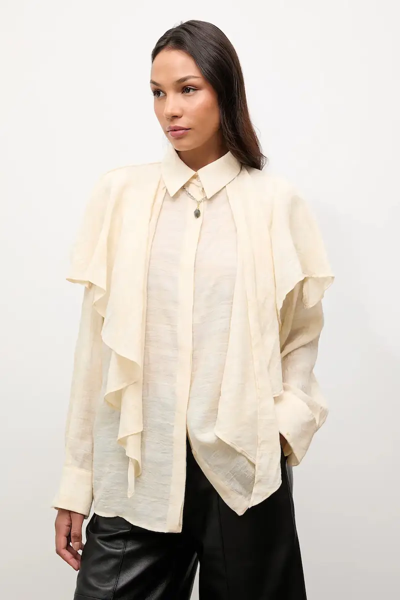 camicia donna colore beige miniatura 4