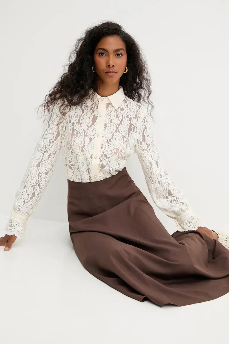 camicia donna colore beige miniatura 4