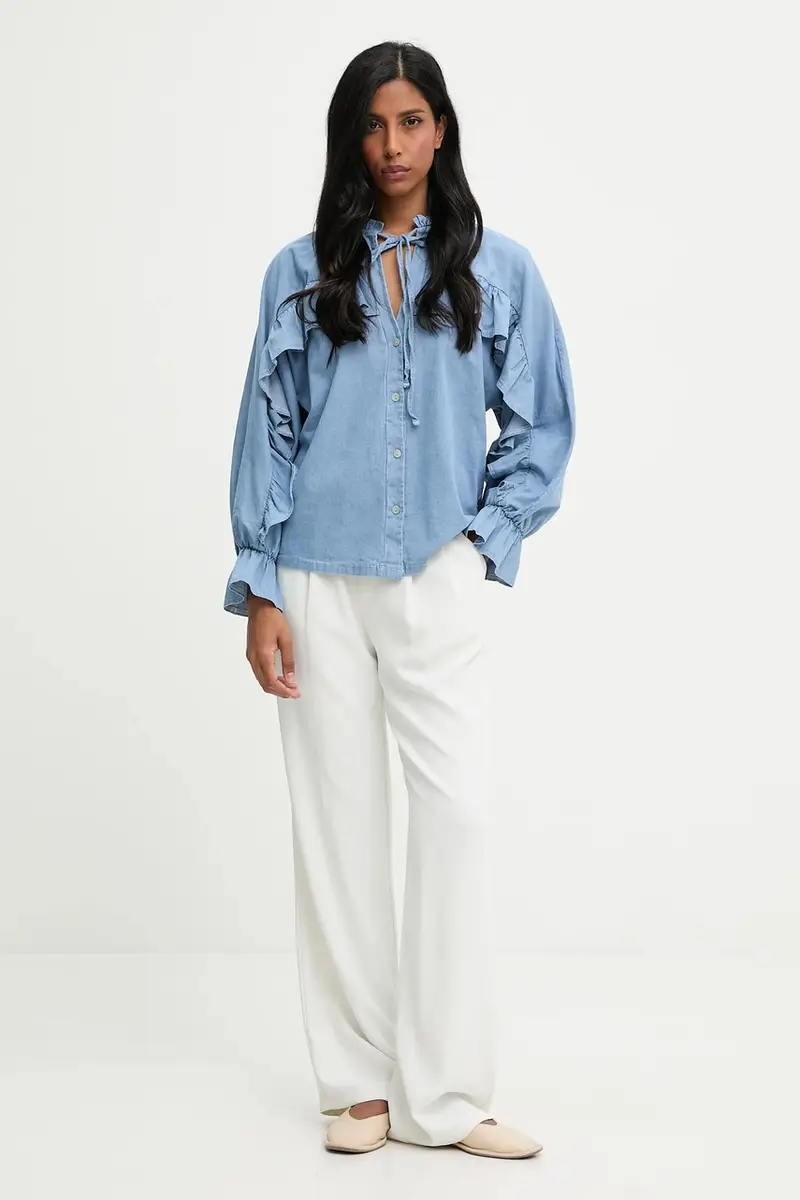 camicia donna colore blu miniatura 2