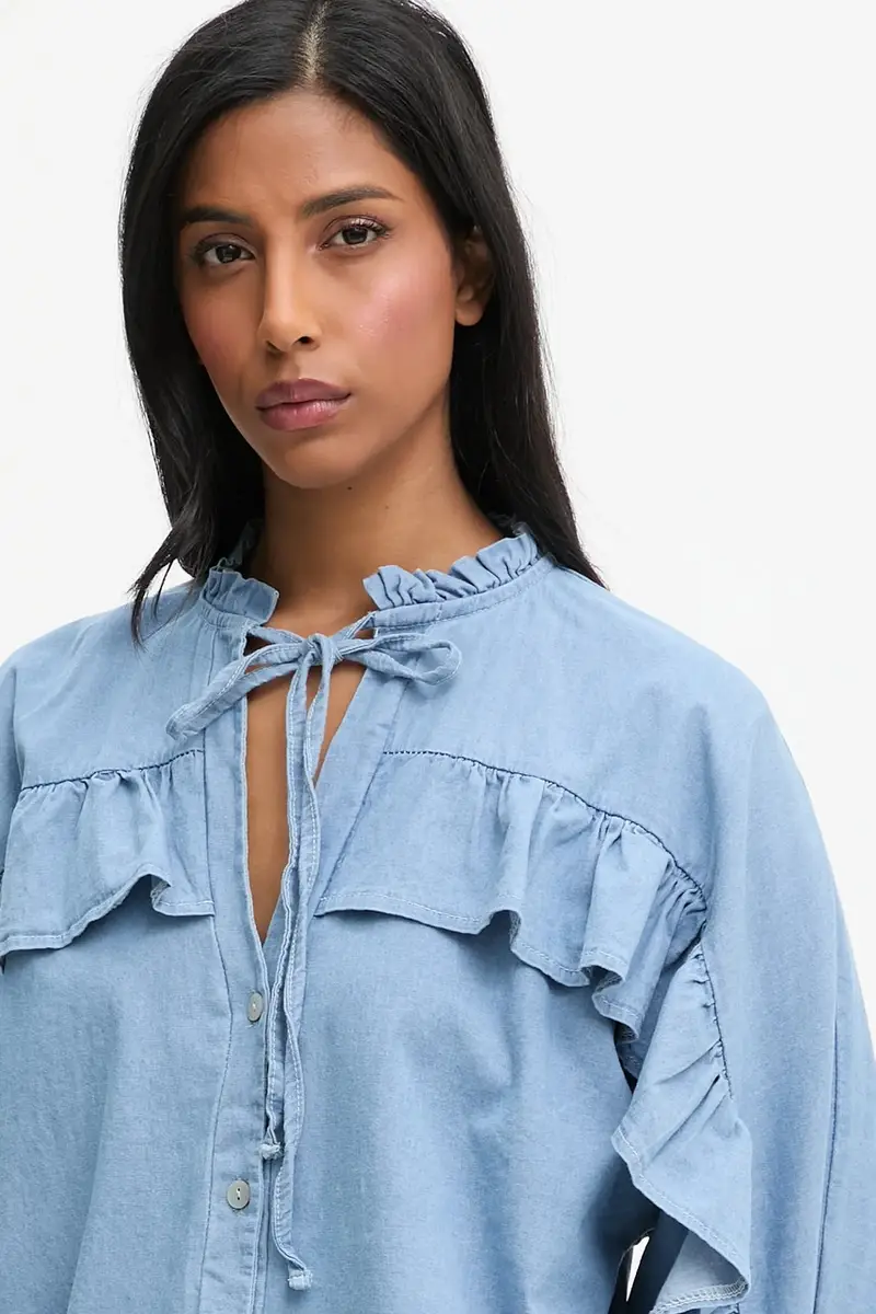 camicia donna colore blu miniatura 4