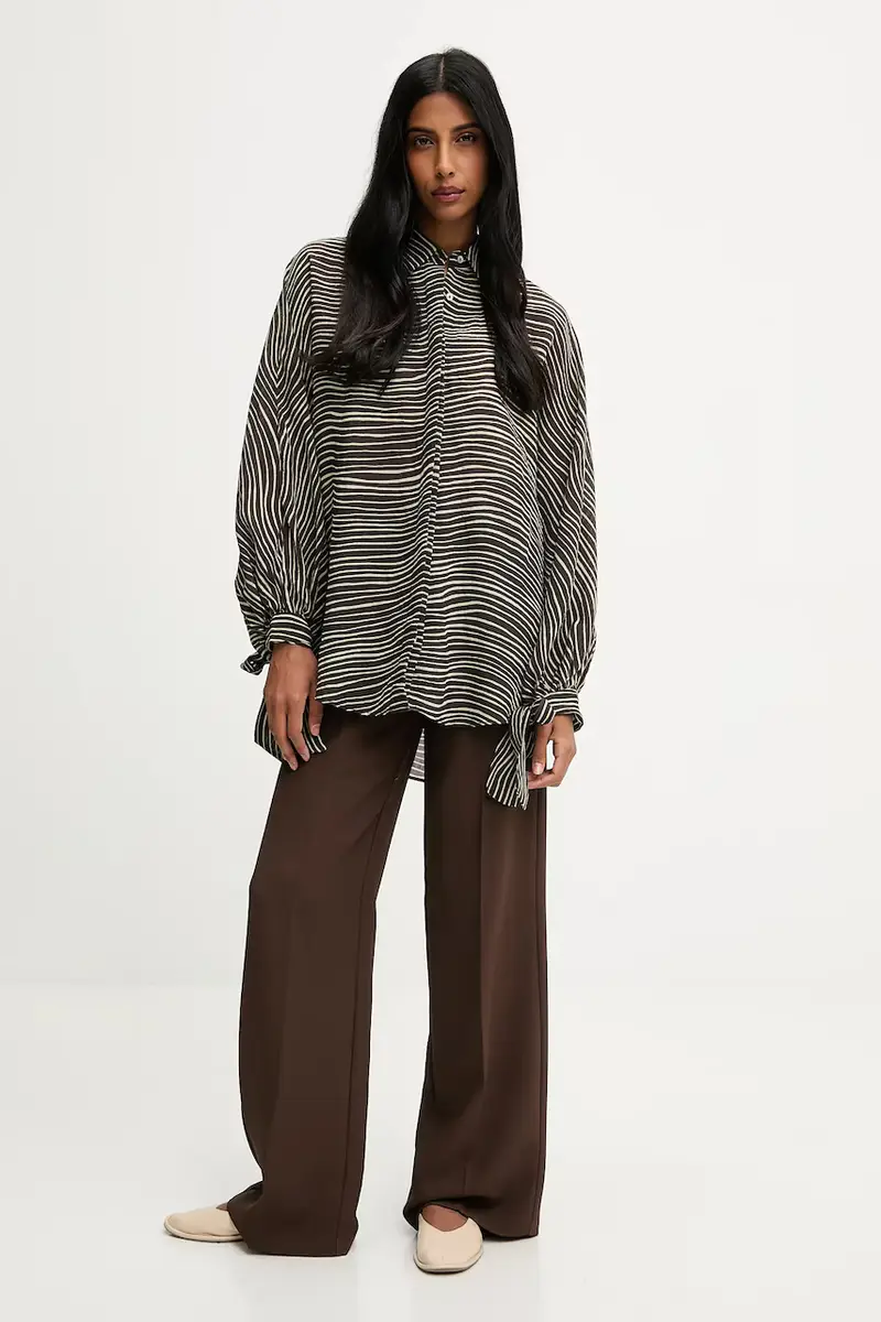 camicia donna colore marrone miniatura 2