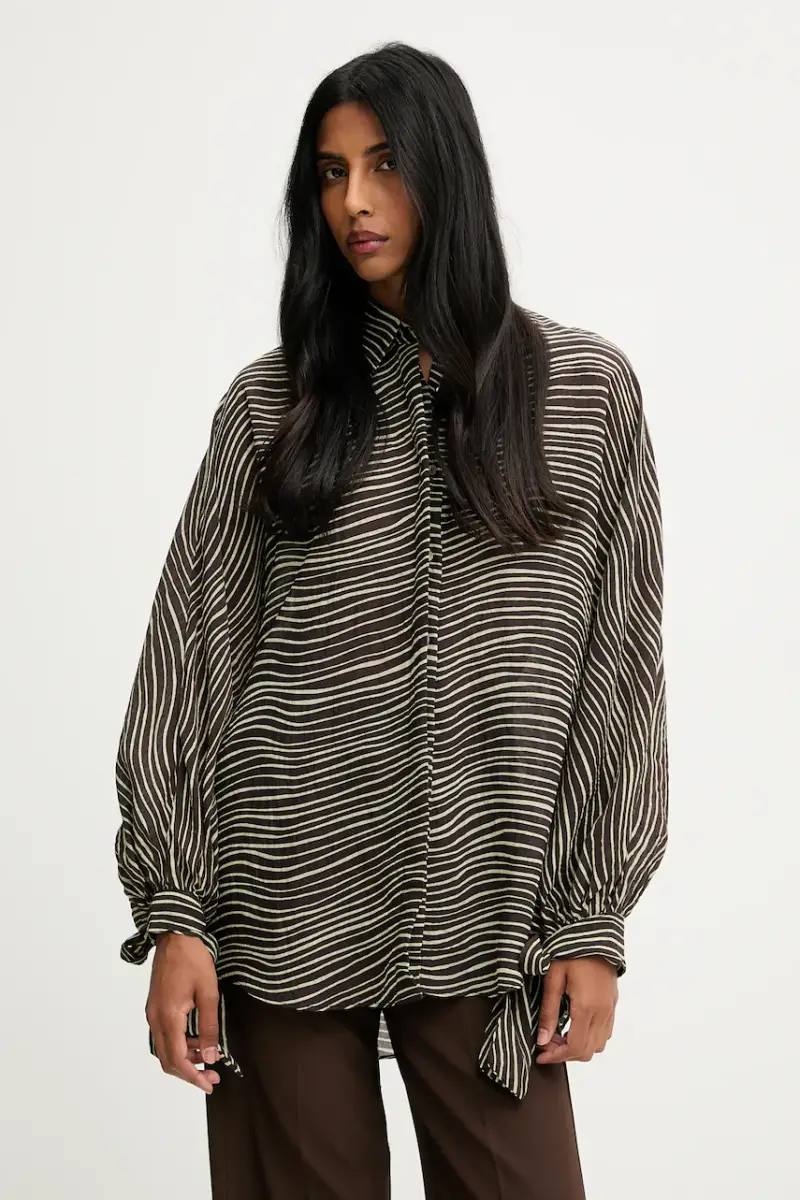 camicia donna colore marrone miniatura 4