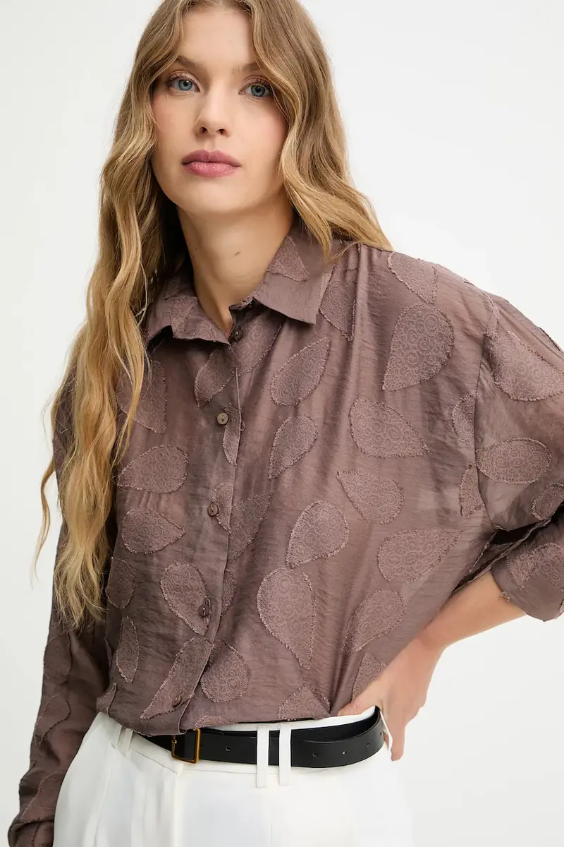 camicia donna colore marrone miniatura 4