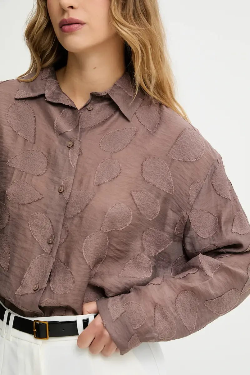 camicia donna colore marrone miniatura 5